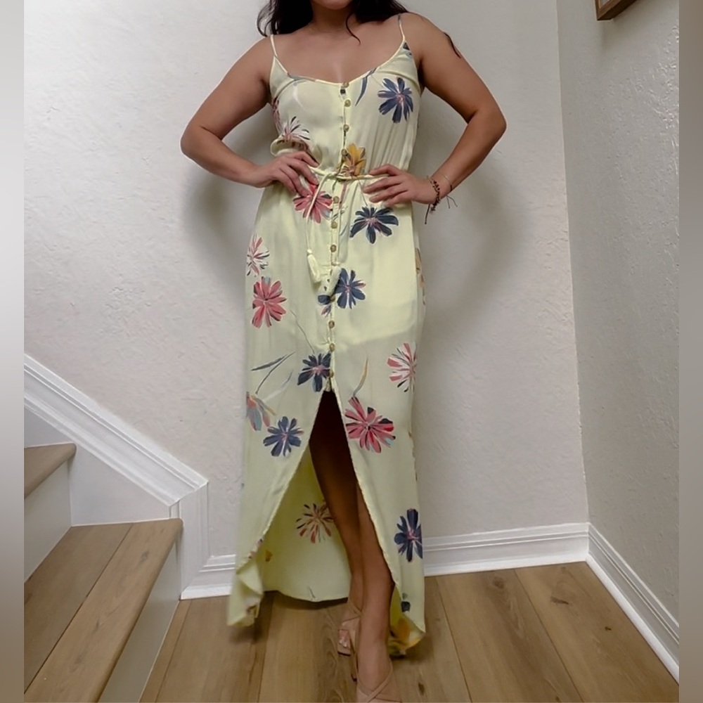 O'Neill Floral Maxi Dress - highlighter green/yellow